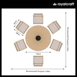 FSC 1 Roma 150cm Round Table w 6 Roma Rope Stacking Chairs Granite Insert from Roseland Furniture