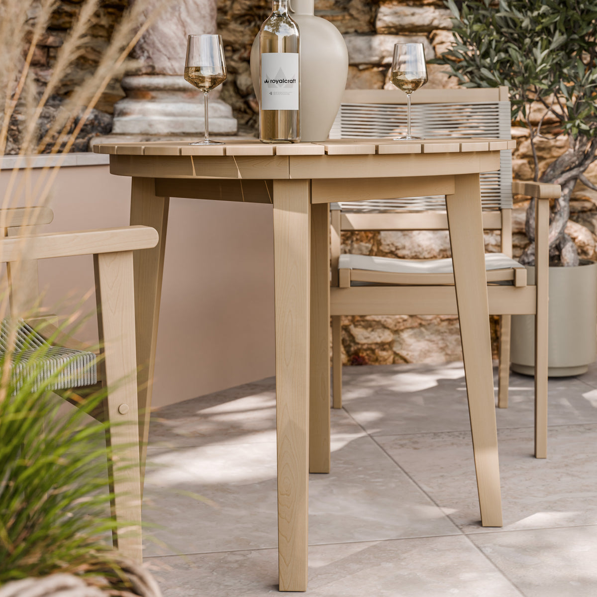 FSC 1 Roma 80cm Round Bistro Table w Roma Rope Stacking from Roseland Furniture