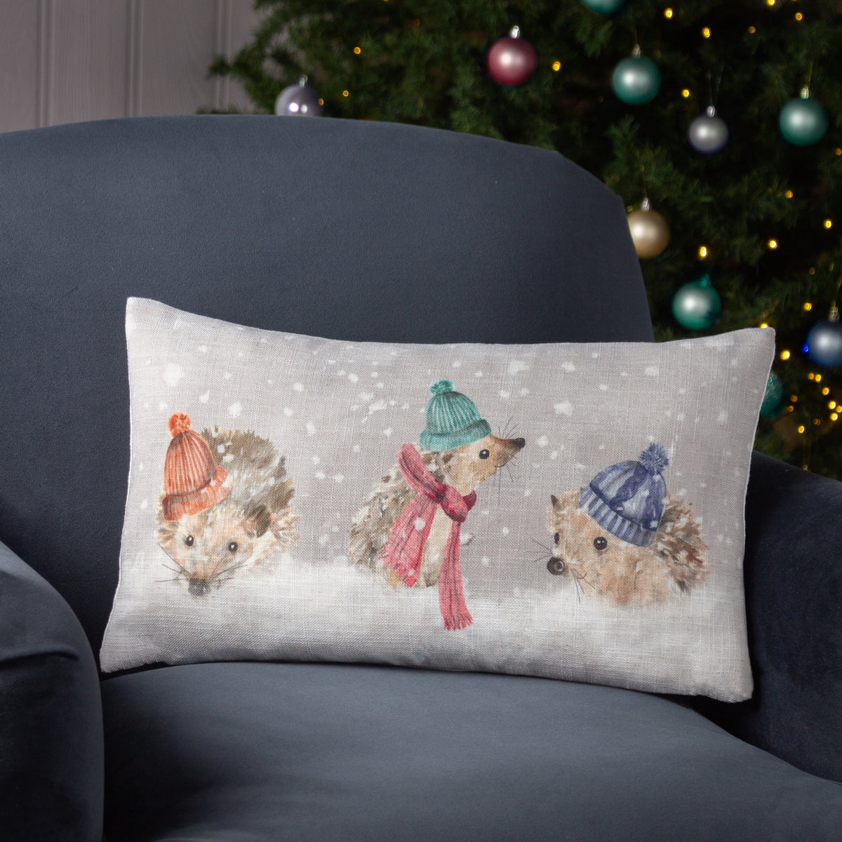 Snowy Hedgys 50cm Bolster Cushion by Roseland Furniture