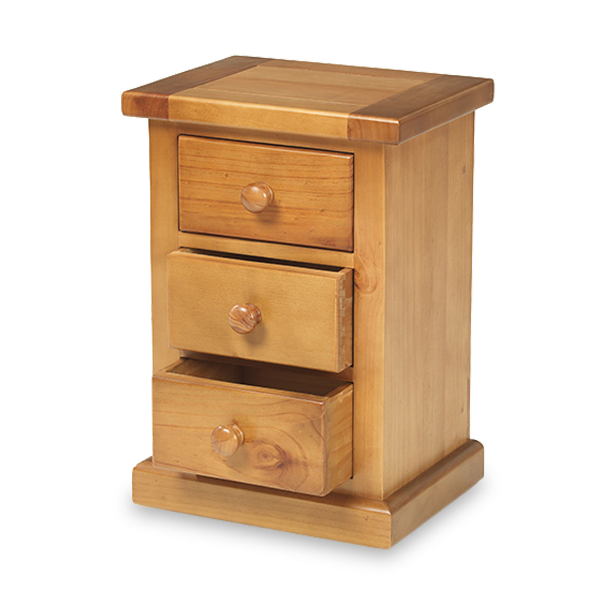 Chiswick Pine Large 3 Drawer Bedside from Roseland Furniture