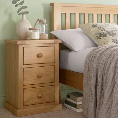 Chiswick Pine Large 3 Drawer Bedside Table