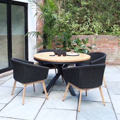 Tuscany 4 Seater Round Dining Set with Eden Night Dining Chairs