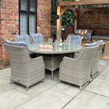 Wentworth 6 Seat Ellipse High Back Rattan Dining Set from Roseland Furniture