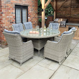 Wentworth 6 Seat Ellipse High Back Rattan Dining Set from Roseland Furniture
