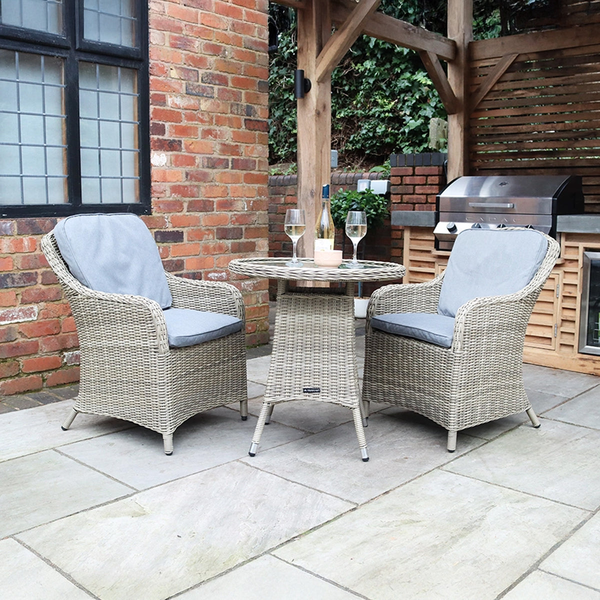 Wentworth 2 Seat Delux Rattan Bistro Set from Roseland Furniture