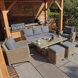 Wentworth Deluxe Rattan Sofa Lounge Set w Height Adjust Table from Roseland Furniture