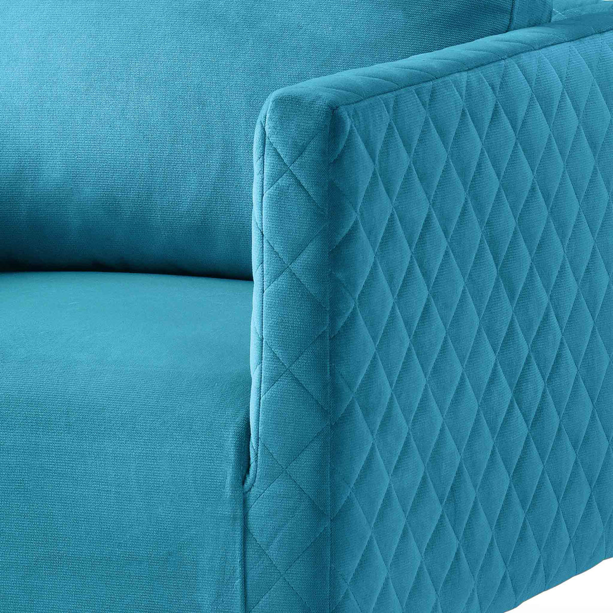 close up of the diamond stitching on the Bali Lagoon Velvet Accent Chair