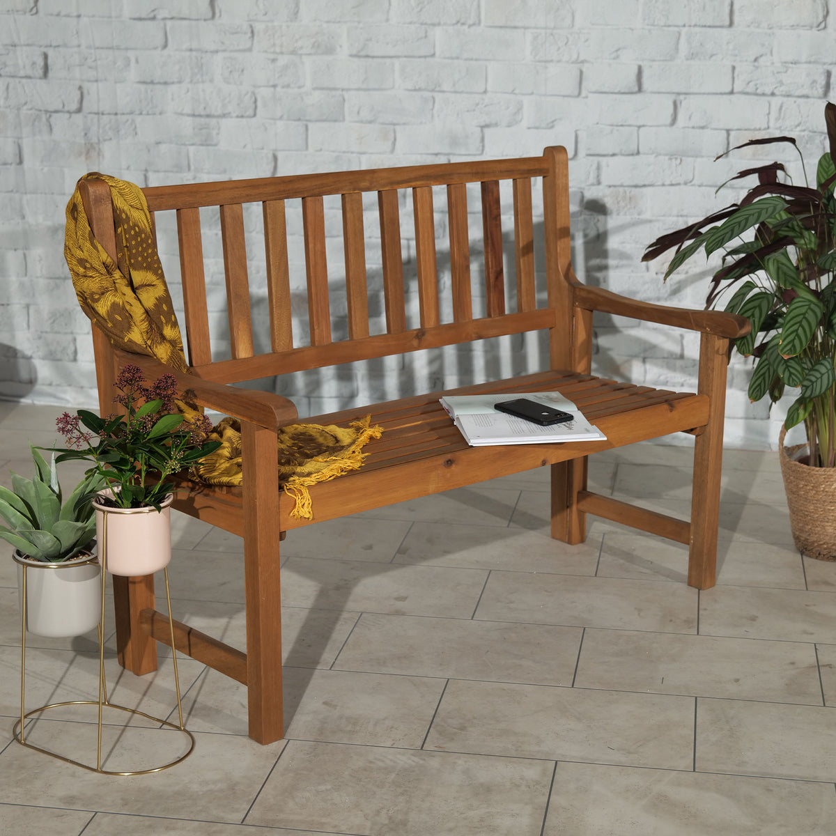 3 Seat Acacia Wooden Foldable Patio Bench