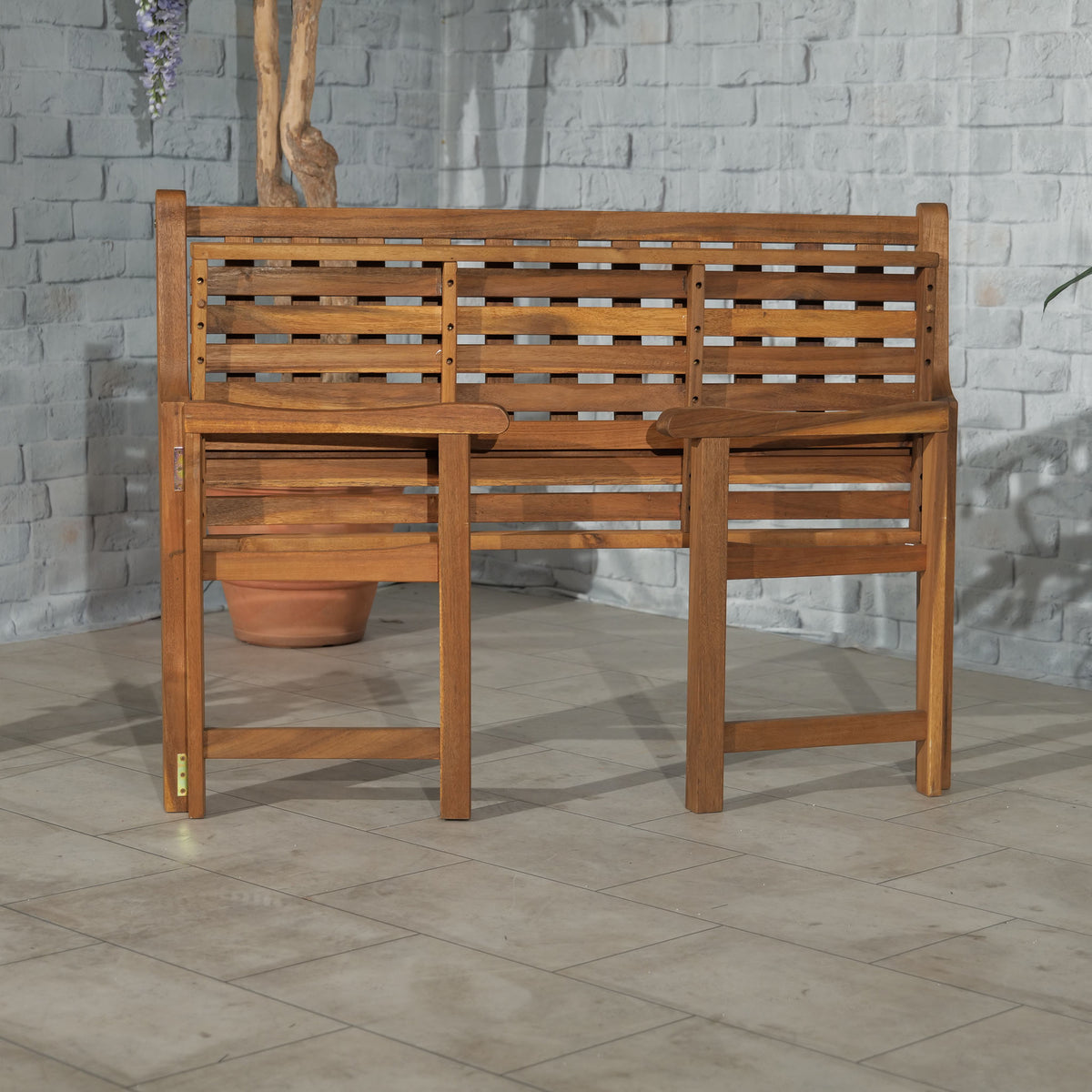 3 Seat Acacia Wooden Folding Patio Bench