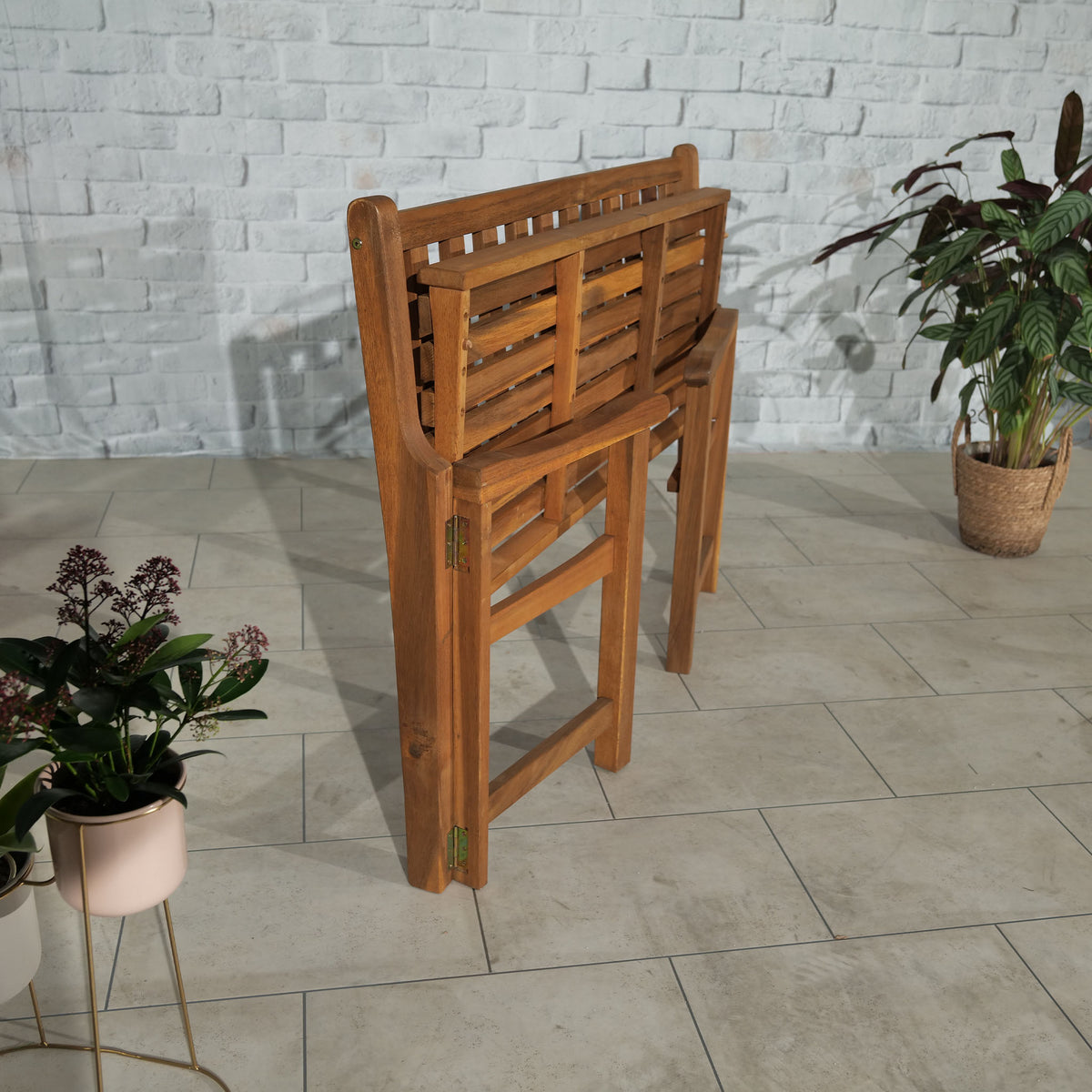 3 Seat Acacia Wooden Outdoor Folding Bench
