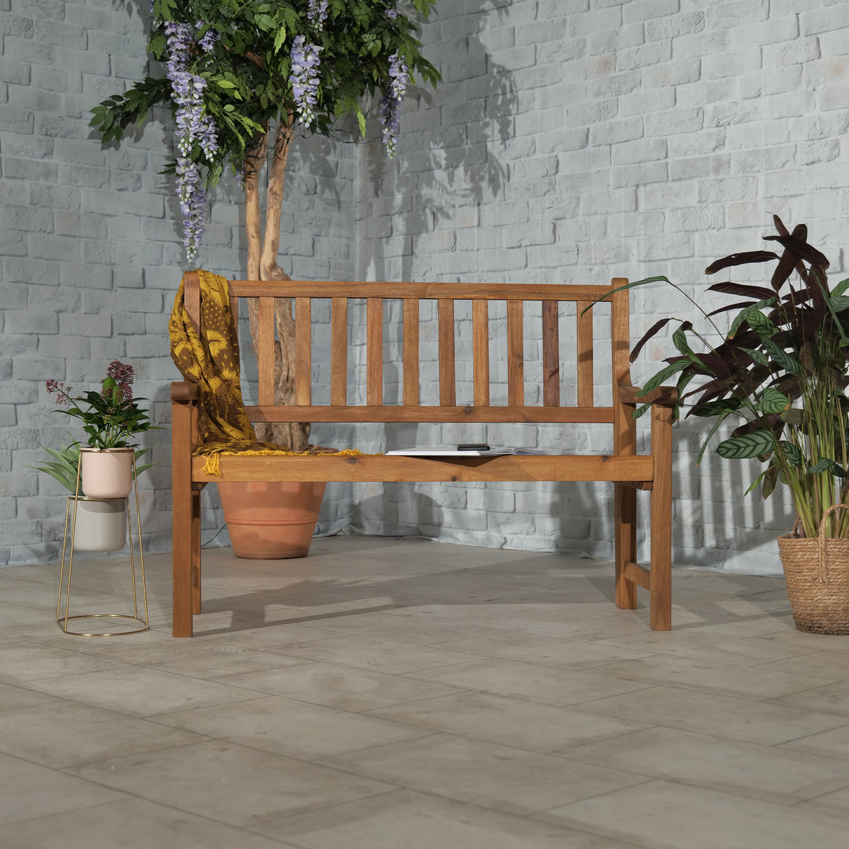 3 Person Acacia Wooden Garden Bench