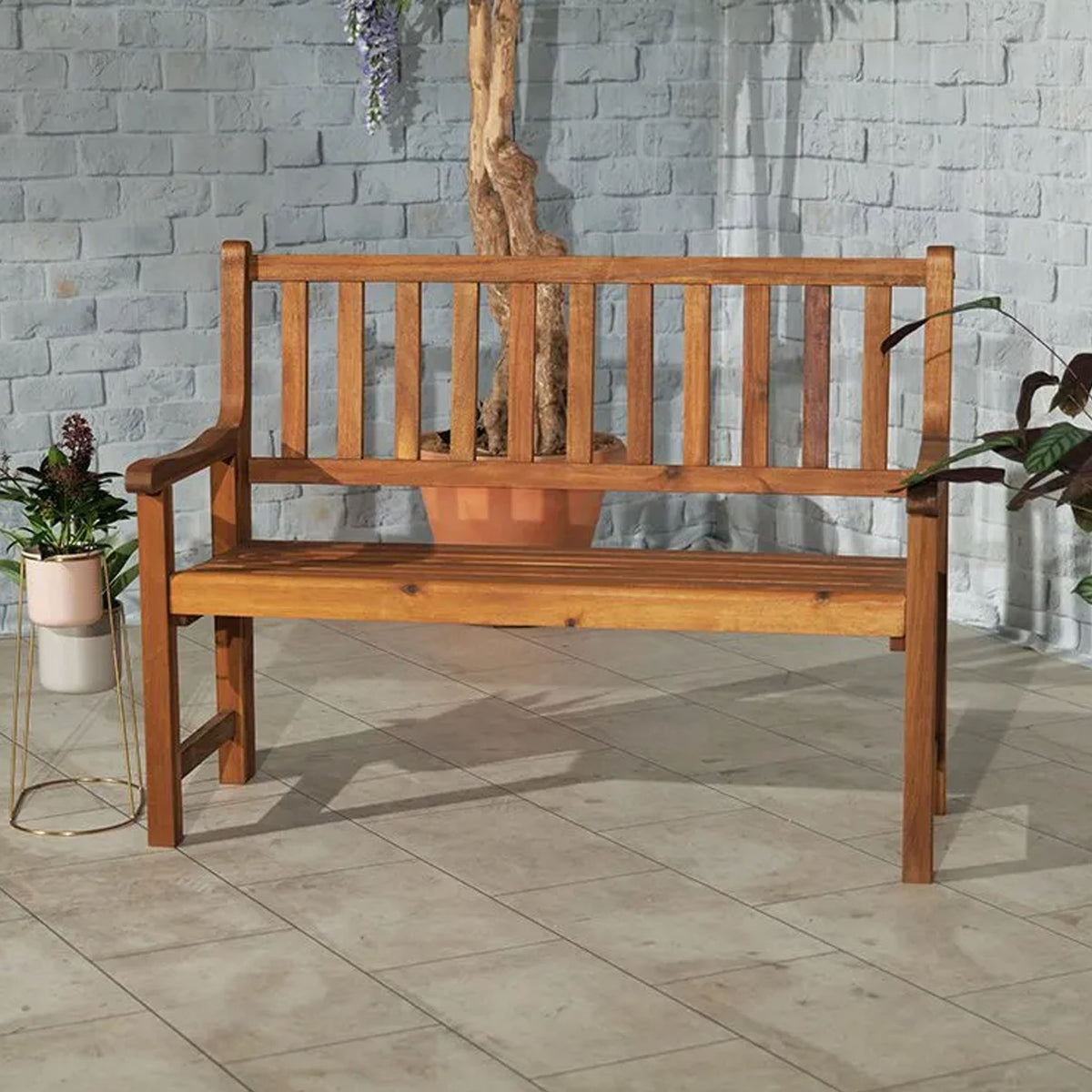 2 Seat Wooden Folding Garden Bench