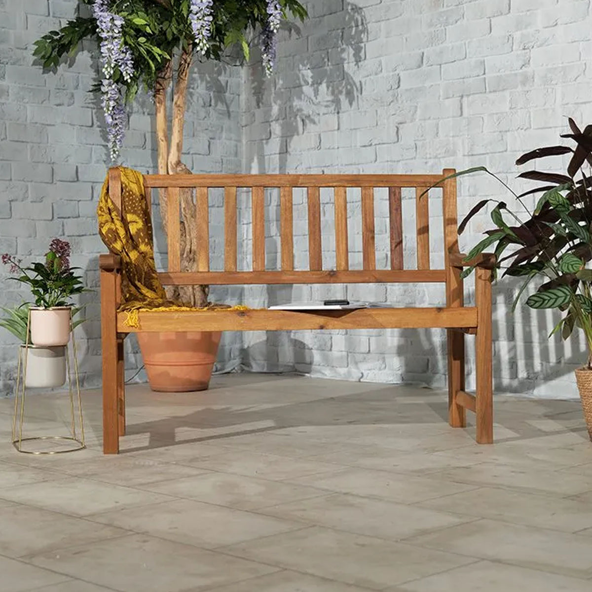 2 Seat Wooden Folding Outdoor Bench