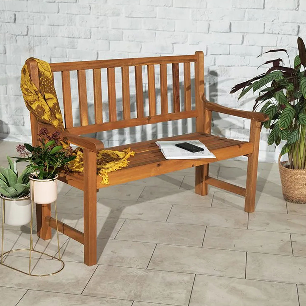2 Person Wooden Folding Outdoor Bench