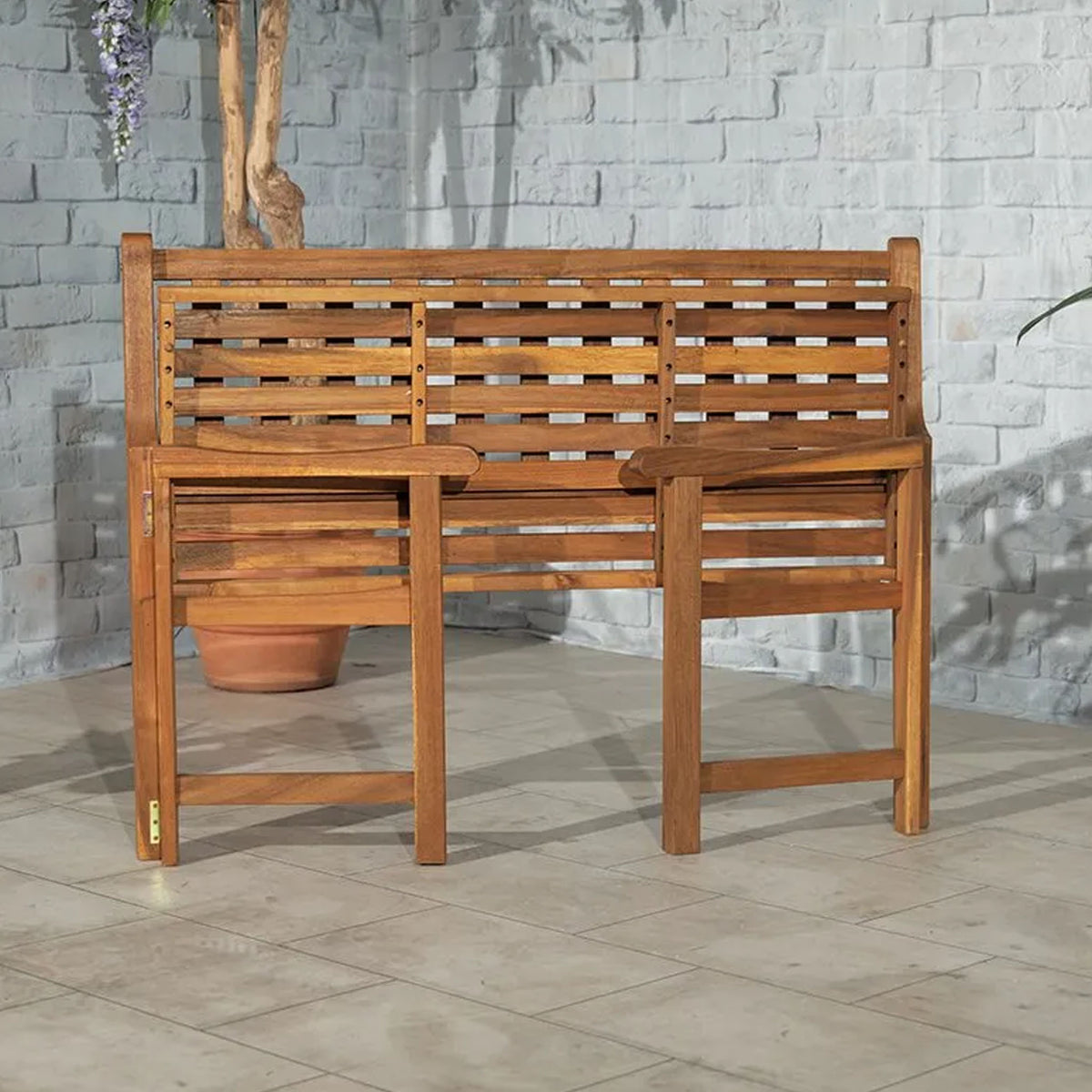 2 Seat Wooden Foldable Garden Bench