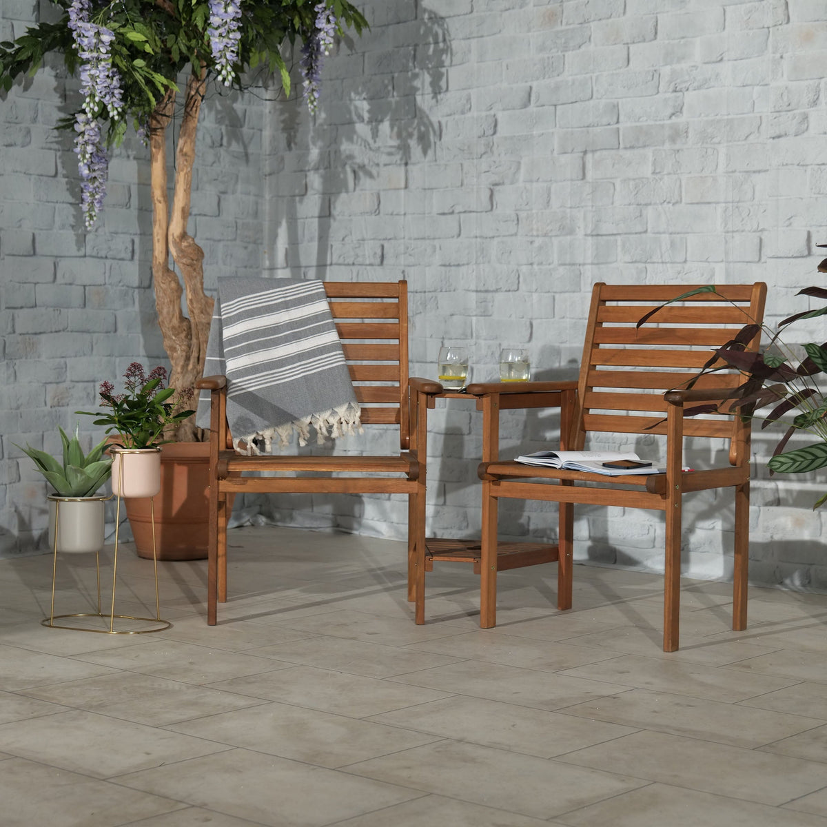 Napoli Acacia Companion Set Garden Love seat