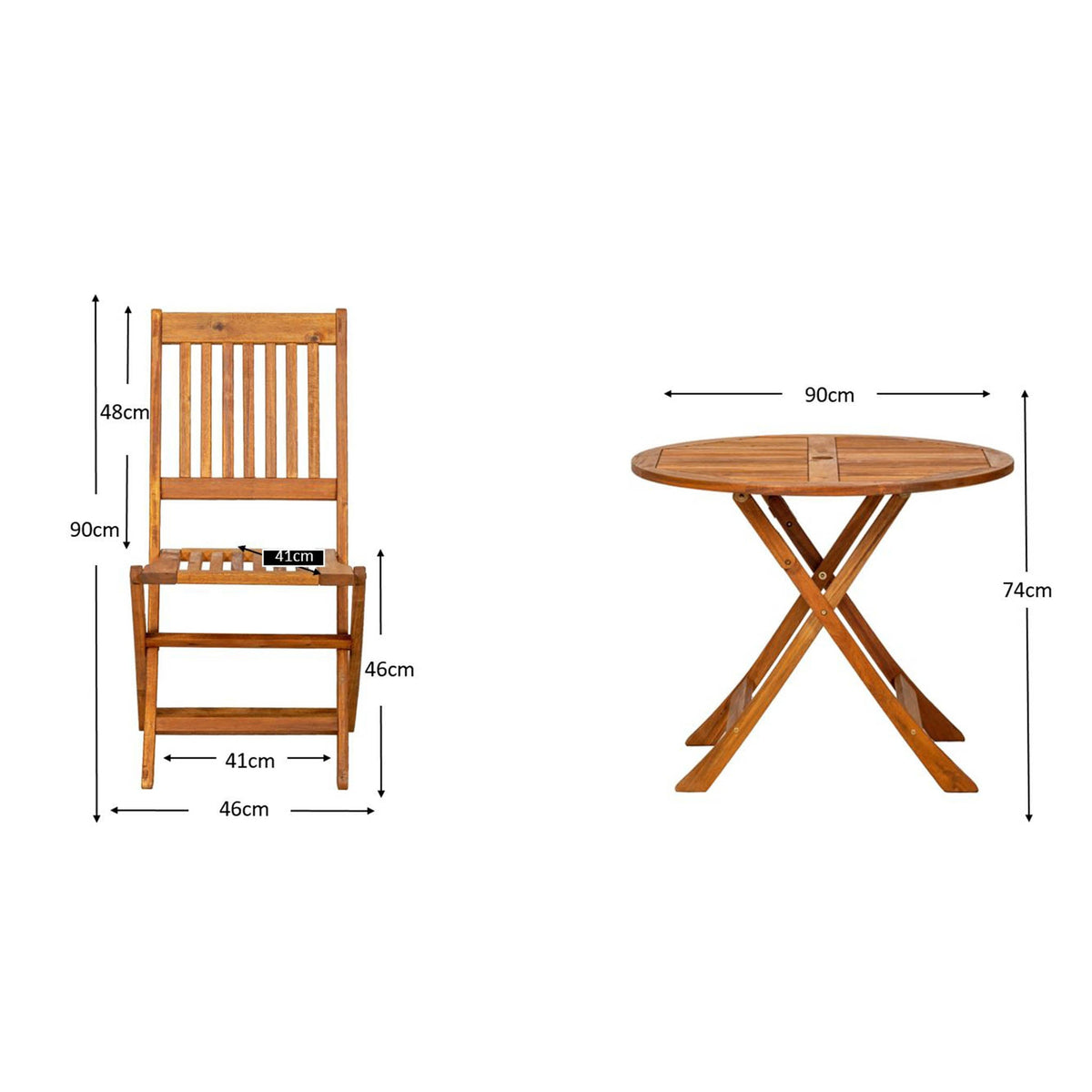 Manhattan Acacia Wooden Folding 4 Seat Garden Dining Set Dimensions