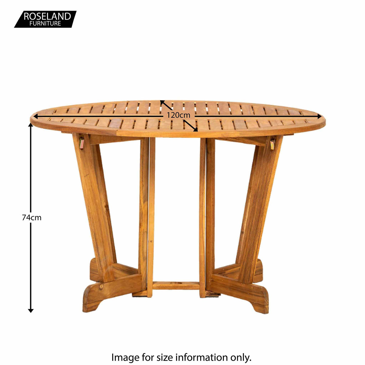 Acacia 120cm Round Gateleg Garden Table - Size Guide