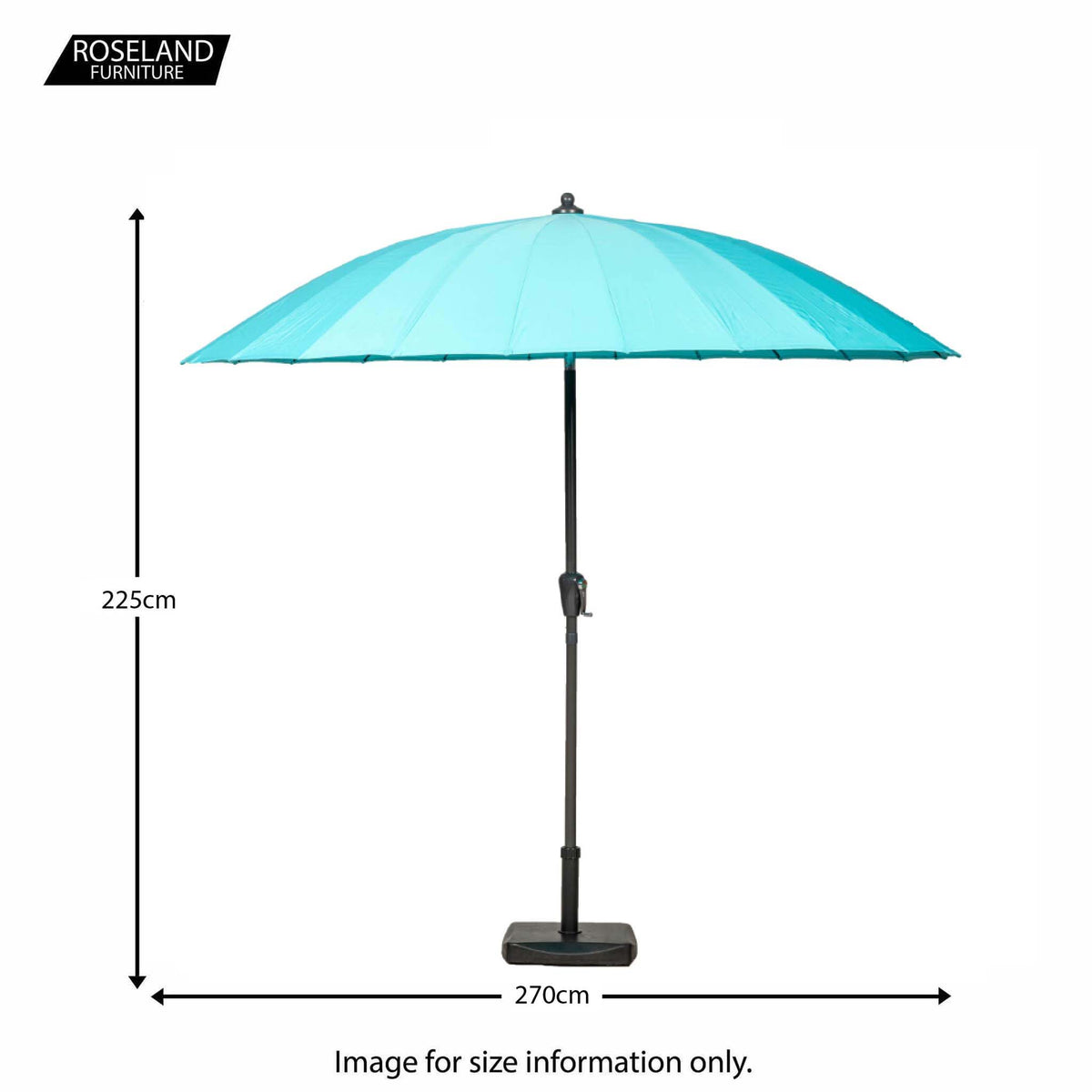 2.7m Aqua Blue Shanghai Parasol - Size Guide