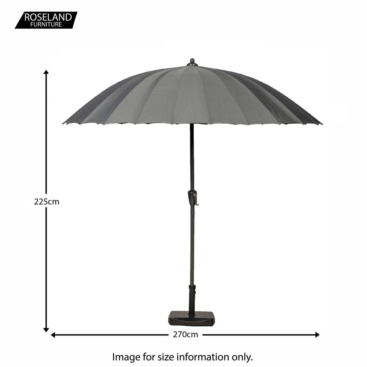 cra2.7m Grey Shanghai Crank & Tilt Parasol - Size Guide