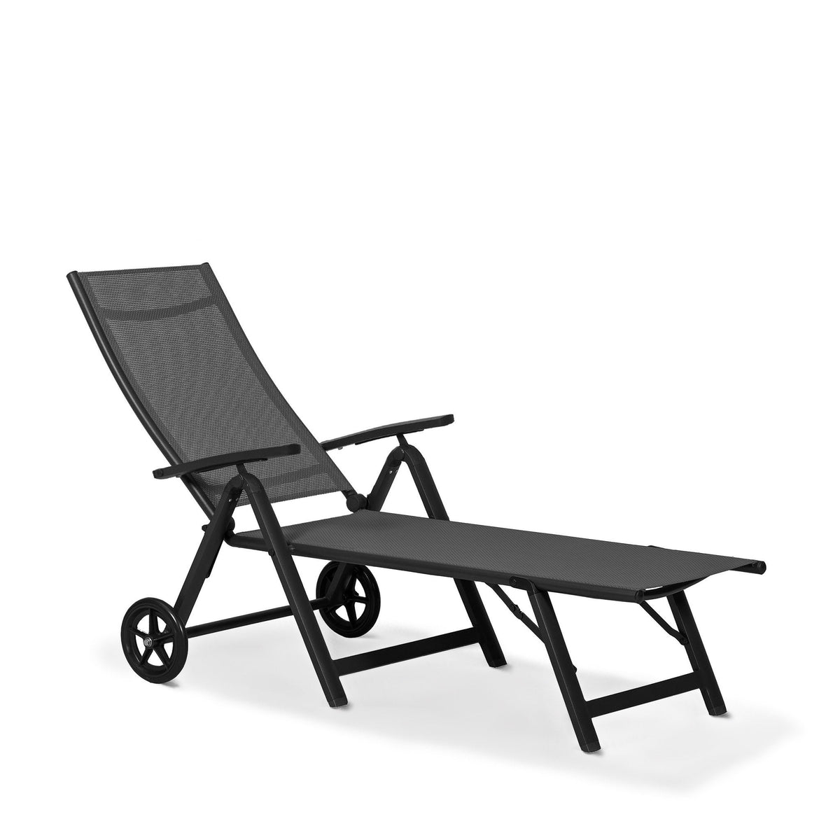 Sorrento Black Wheeled Reclining Sun Lounger