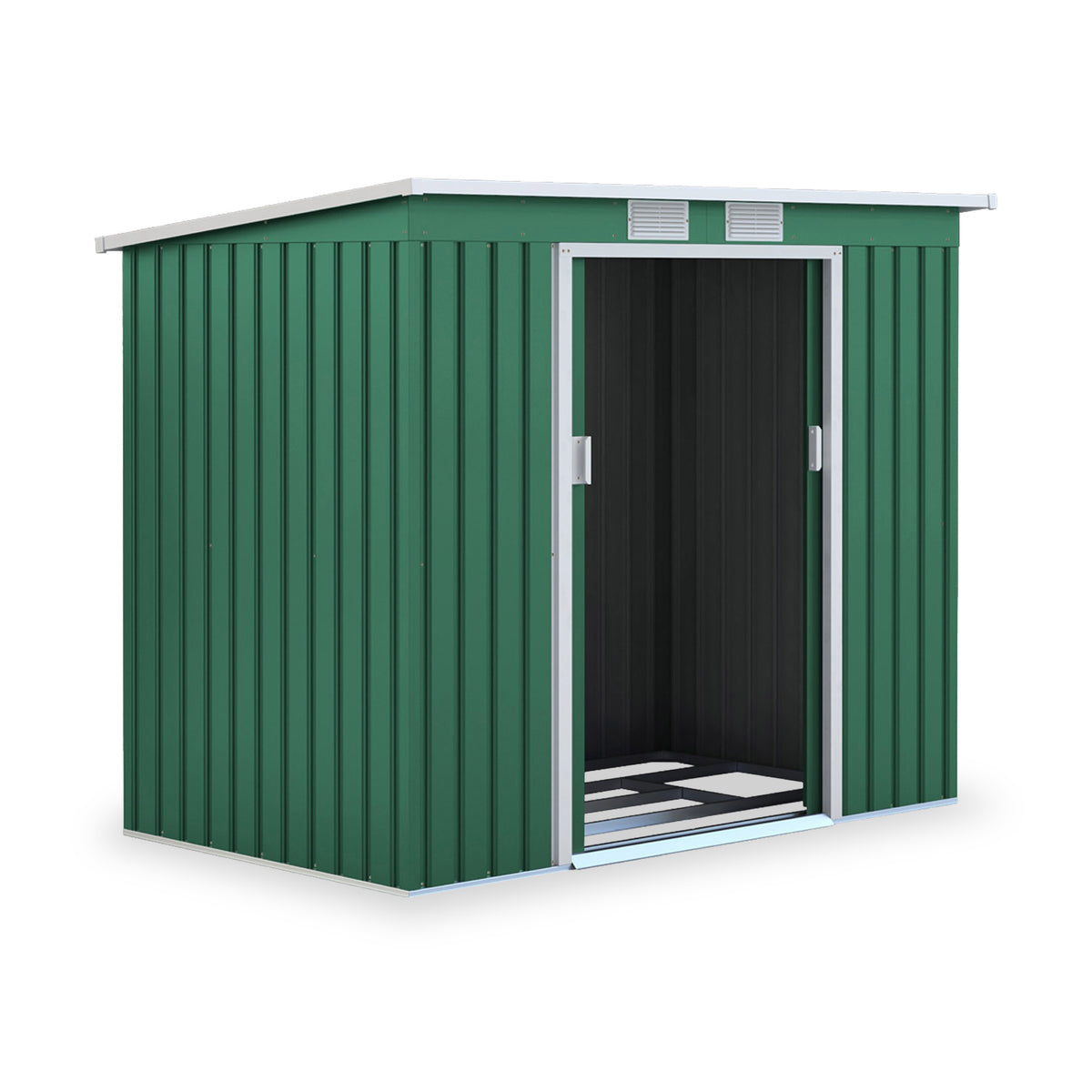 Ascot 7ft Galvanised Steel Green Shed from Roseland Furniture