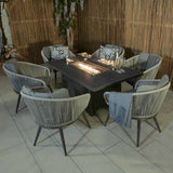 Aspen 6 Seater Fire Pit Table Garden Dining Set with 6 Chairs