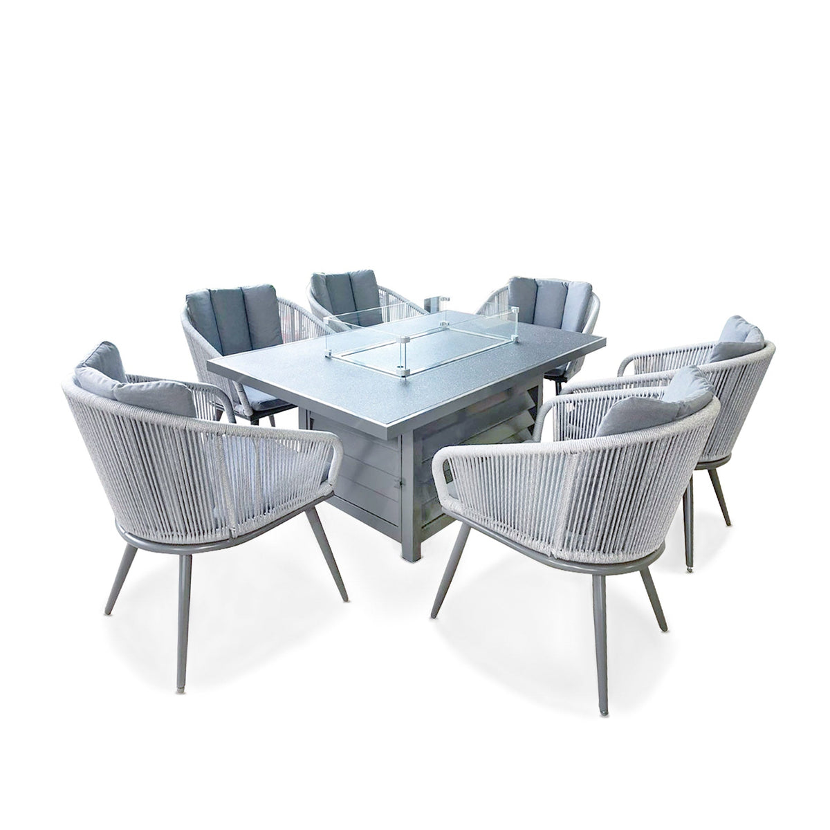 Aspen 6 Seater Fire Pit Table Garden Dining Set