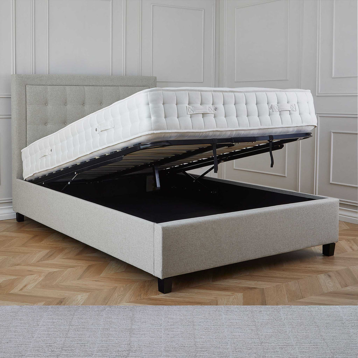 Ashley Oatmeal Upholstered Ottoman Storage Bed 