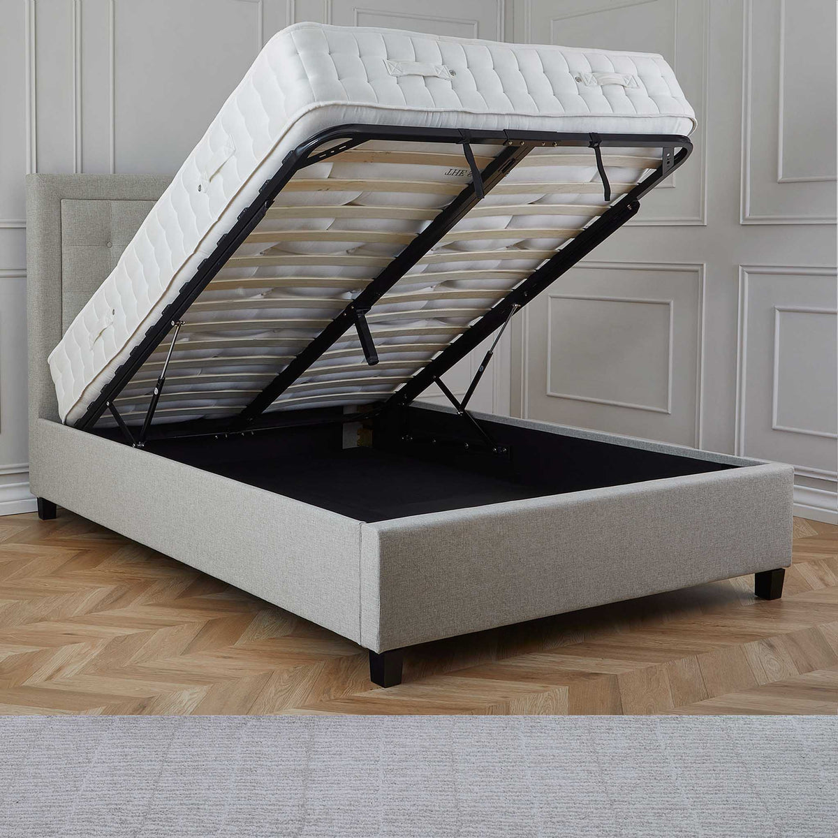 Ashley Oatmeal Upholstered Ottoman Storage Bed 