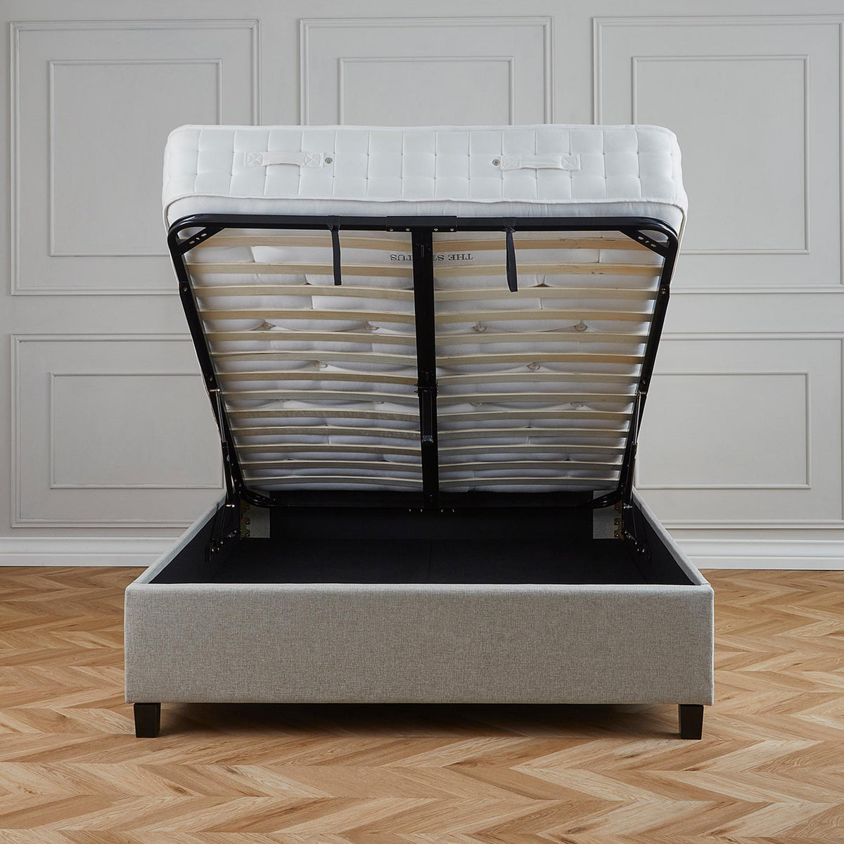 Ashley Oatmeal Upholstered Ottoman Storage Bed 