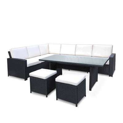 Berlin Rattan Corner Dining Set with Stools
