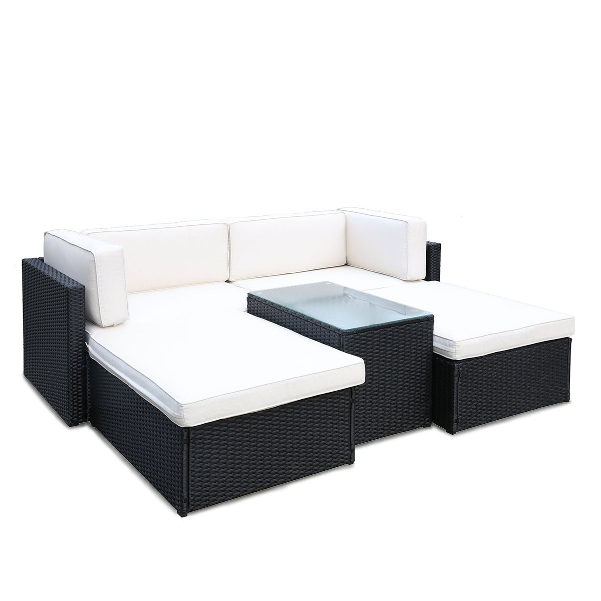 Berlin Black Rattan Multi positional Lounge Set from Roseland Home Furniture