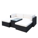 Berlin Black Rattan Multi positional Lounge Set with Coffee Table