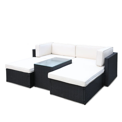 Rattan Multipositional Lounge Set with Console