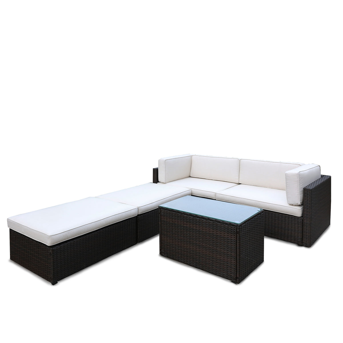 Berlin Brown Rattan Multi positional Sofa Lounger Set