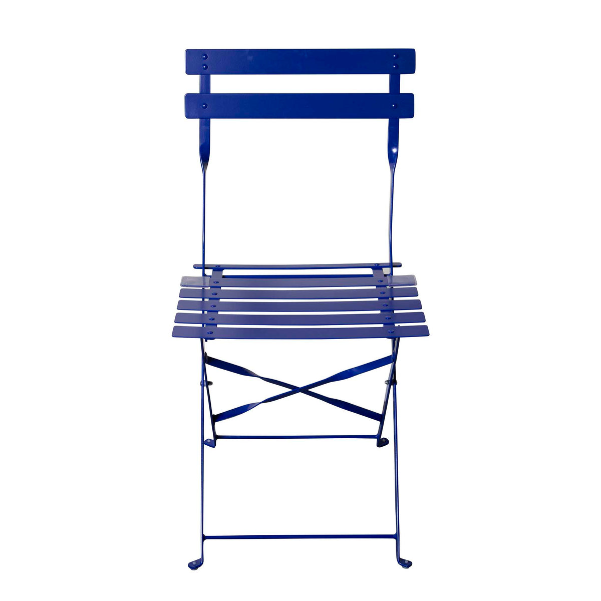 Bistro Blue Folding Table and Two Chairs - Close up of chair
