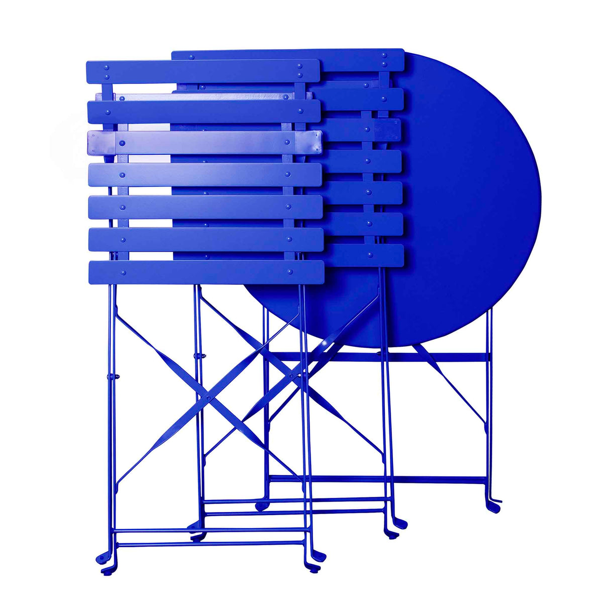 Bistro Blue Folding Table and Two Chairs - Table and Chairs folded