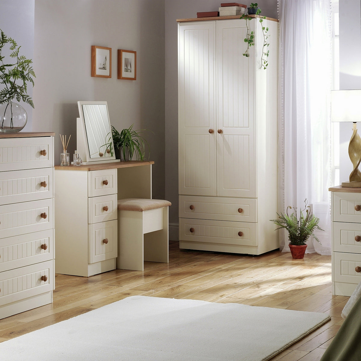 Brixham Cream 2 Door 2 Drawer Wardrobe from Roseland