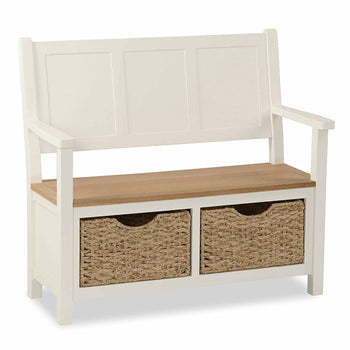 Daymer Cream Monks Bench with Basket