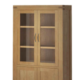 The Abbey Grande Oak and Glass Display Cabinet - Close Up of Glass Display