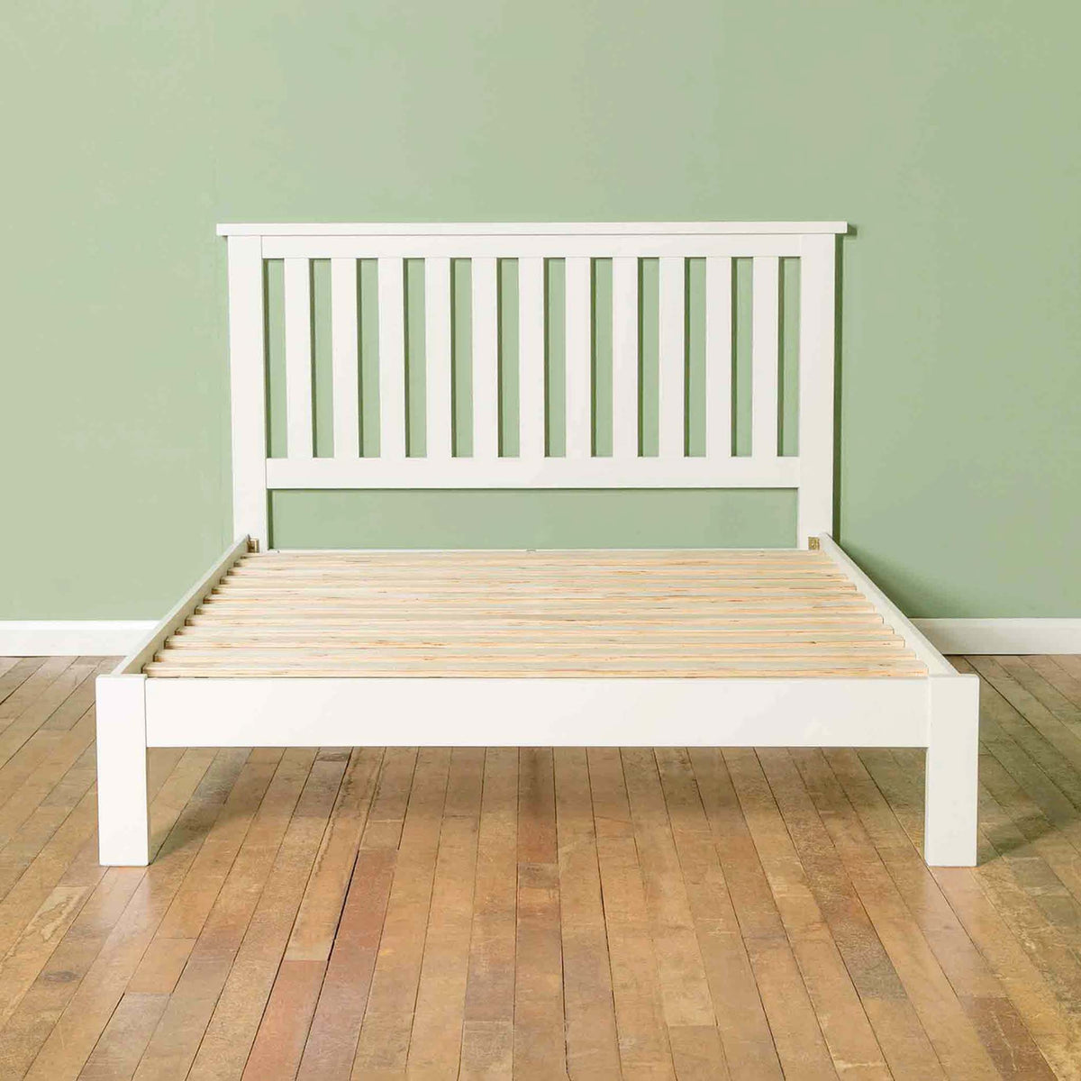 Cornish White King Size Bed Frame - Lifestyle front view