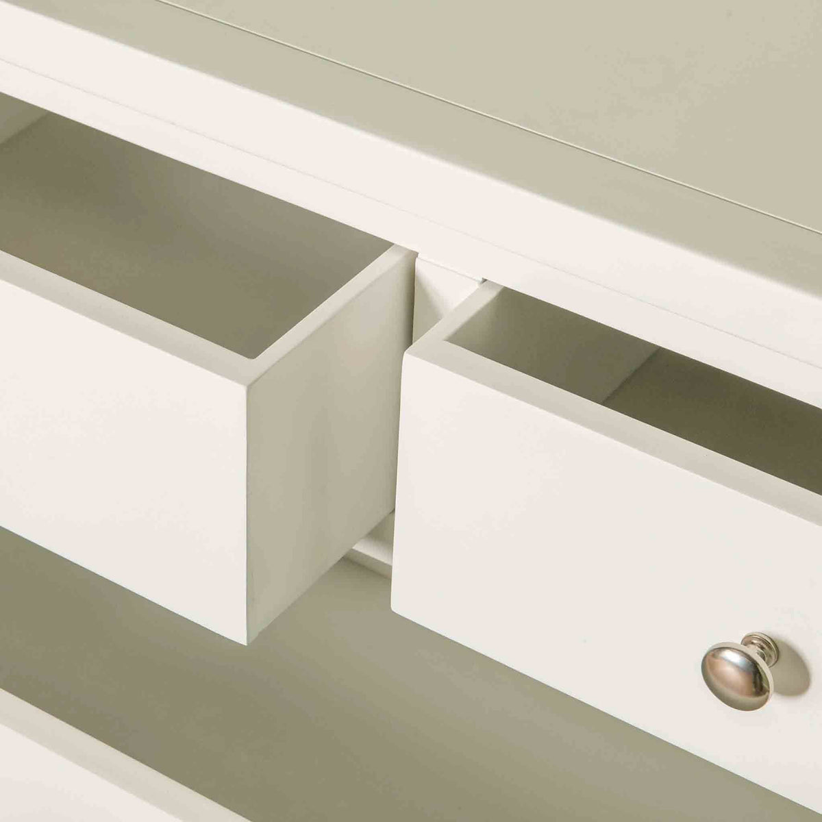 Open drawer view on The Cornish White Wooden Chest of Drawers 