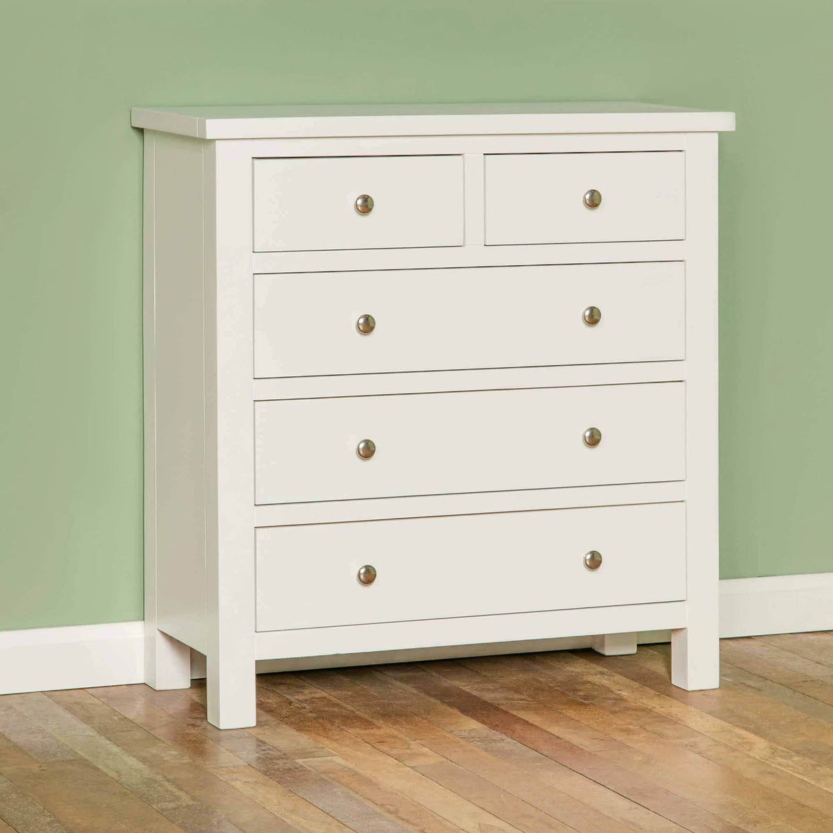 Cornish White Chest of Drawers - Lifestyle side view