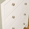 Close up of drawers on The Cornish White Wooden Chest of Drawers 