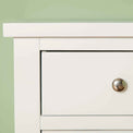 Top corner view of The Cornish White Wooden Chest of Drawers 