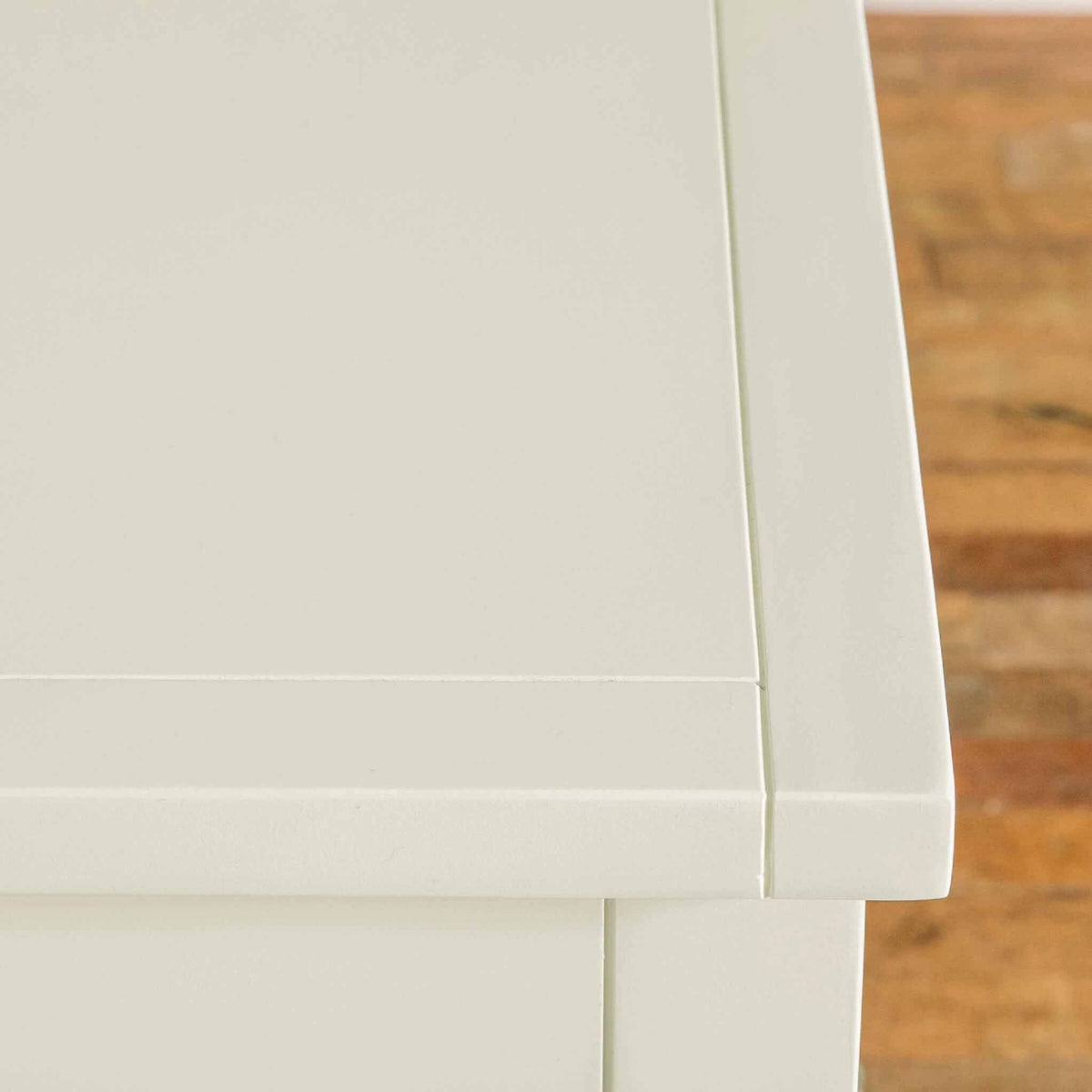 Close up of table surface on The Cornish White Wooden Chest of Drawers 