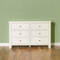 Cornish White Wooden Chest of 6 Drawers - Lifestyle front view