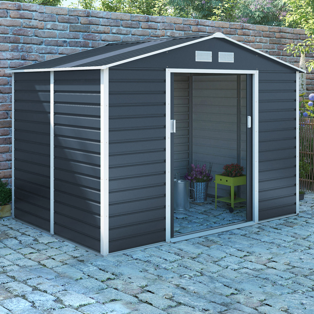 Cambridge Grey 9 x 10 ft Galvanised Steel Shed