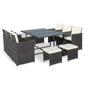 Cannes Grey 10 Seater Rattan Cube Dining Set from Roseland